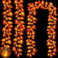 thumbnail image 2 of Guirnalda de otoño con luces de calabaza, decoración de Halloween para el hogar, luces de calabaza 3D con hojas y pilas., 2 of 8