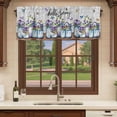 thumbnail image 6 of Hello Spring Curtain Valances for Windows, Kitchen Valance Window Treatments Panel 2 Pack, Pastoral Purple Bottle Floral Gray Wooden Rod Pocket Short Curtains for Bathroom Bedroom 42 x 18 Inch, 6 of 8