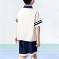 thumbnail image 4 of CHUMUD Garçons Filles Uniforme de Rentrée Chemise de Golf pour Enfants et Ensemble de Shorts 2 Pcs Tenue d'Été à Blocs de Couleur Décontractée 4-16 Ans, 4 of 7