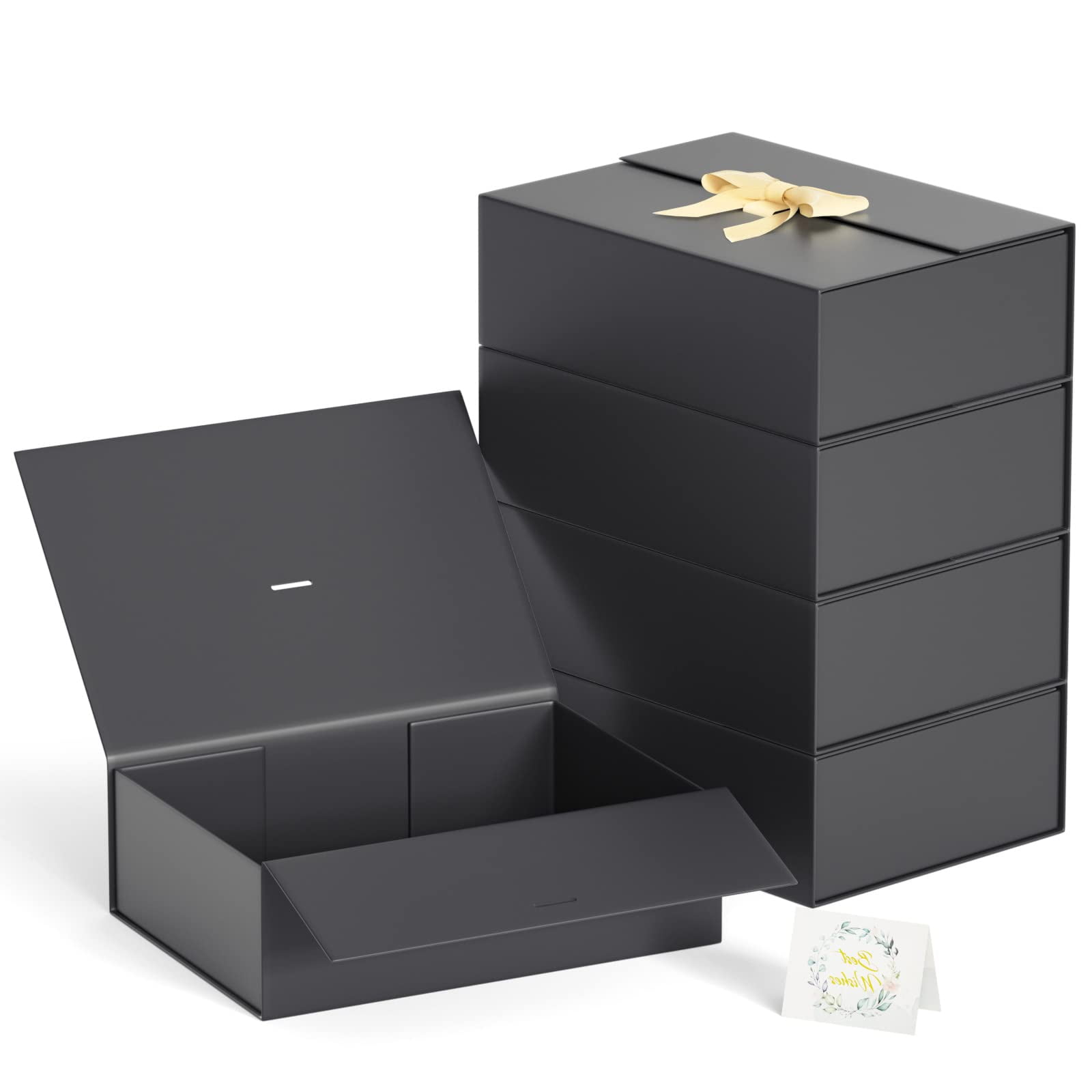  ZENFUN 5 Pack Black Nested Gift Boxes with Lid for Presents, 5  Sizes Luxury Packaging Box with Ribbon Bows and Label Gift Wrap for  Birthday, Weddings, Housewarmings, Mother's Day 13.7'' to