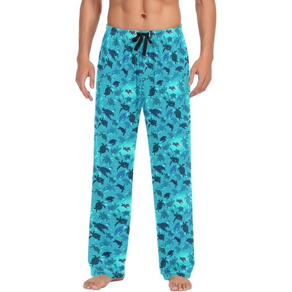 Sea Turtle Men's Pajama Pants, Soft and Comfortable Lounge Sleep Bottoms with Pockets, Men's Sleepwear with Custom Print, Small