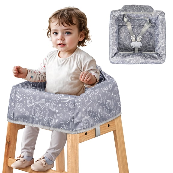 High Chair Cover for Baby Restaurant: Sprouterie Baby Highchair Covers for Restaurant Waterproof Washable Stain and Slip Resistant Portable for Children Outdoor Indoor Eating Blue Polar Bear