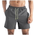 thumbnail image 2 of Mens Swim Trunks Men's Casual Color Beach Shorts Multi-Pocket Outdoor Swim Trunks with Drawstring Elastic Waist Quick-Dry 4 Inch Length Summer Pants for Vacation Travel Gray L, 2 of 6