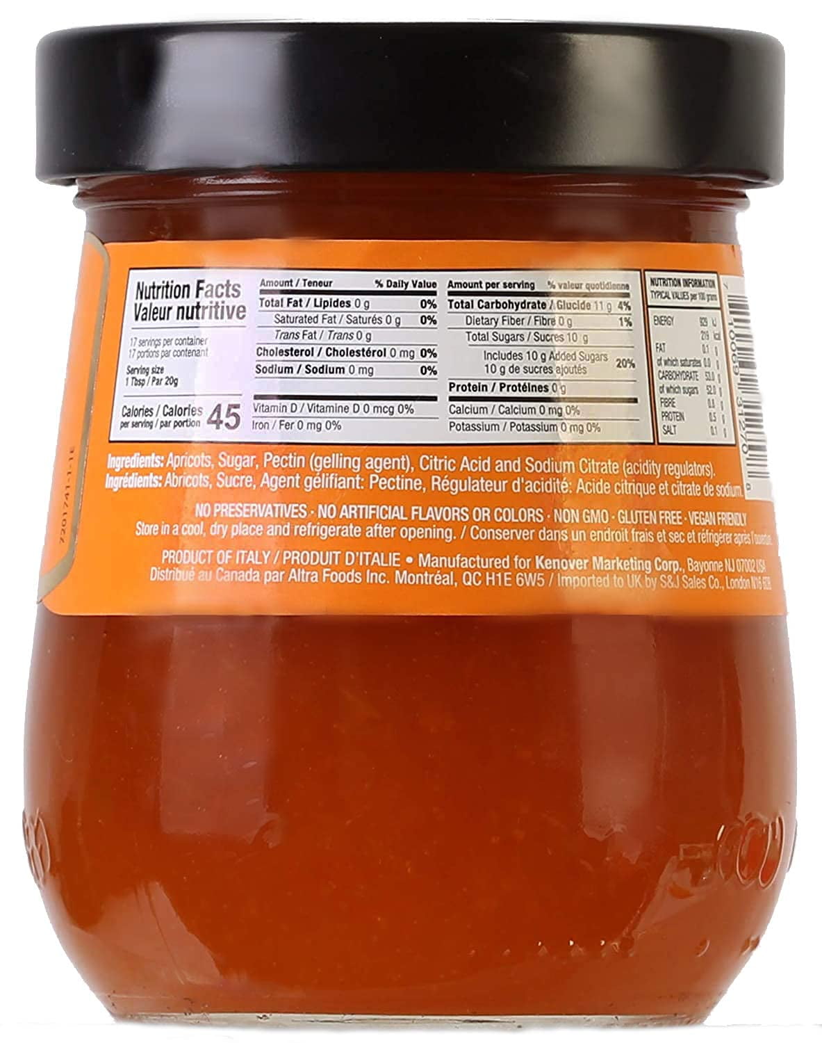 Tuscanini Premium Italian Apricot Preserves, 11.64 oz Jar (3 Pack) 50% Real Fruit | Spreadable Fruit Jam | No High Fructose Corn Syrup | No Preservatives | Non GMO | Gluten Free