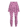 thumbnail image 4 of SCRAWLGOD Pink Leopard Print Women's Trendy Skirted Leggings with Pocket Comfy Washable Tennis Yoga Clothing Non See-Through High Waist Sporty Skirt with Leggings, M, 4 of 7