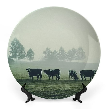 

Zhiwo Foggy Morning Bone China Decorative Plate Room Decoration Elegant Ceramic Art Piece Home Decor Accent 6x6inch