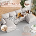 thumbnail image 2 of Walsunny Sectional Sofa Set, 110" U-Shaped Polyester Couch, 4 Seat Lounge Sleeper with Double Chaise for Living Room Creamy White, 2 of 6