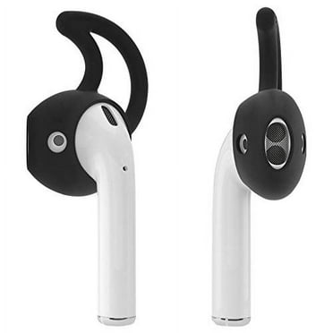 AirPods Ear Hooks, Secure-Fit Earbud Cover Tips, Silicone Winged Earbud Covers for Apple Headphones, Black, Pair of 4