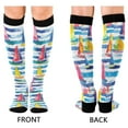 thumbnail image 4 of FORMRS Womens Knee High Socks Casual Long Thick Travel Daily Wear, 1 Pair, Yellow Hand Drawn Sailboats, 4 of 6