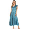 thumbnail image 5 of Sakkas Marni Women's Casual Maxi Short Sleeve Stonewashed Long Caftan Dress Lace - Turquoise - 1X/2X, 5 of 5