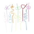 thumbnail image 1 of Soidarity 10x pajitas Crazy Curly Loop para fiesta de cumpleaños y celebración de festivales pajita de estilo transparente Kits de desorden para acampar, 1 of 6