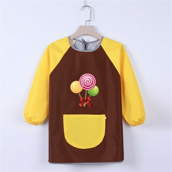 XIMIN Rain Coat Kids Art Overalls Kid's Apron Painting Supplies Long Sleeves Girls Coat with Pocket Crafting Fashionable for Little Boys and Girls (2-3 Years, B)