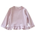thumbnail image 4 of UAYOTSE Girls Long Sleeve Crew Neck Top with Hem Ruffle Trim, Kids Soft Solid Color Casual Fall Everyday Blouse Size 12-18 Months, 4 of 9