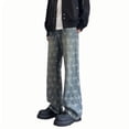thumbnail image 2 of Styesk Men's Pants Man Loose Straight Barrel Pattern Jeans Pockets Drawstring Jeans, 2 of 5