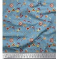 thumbnail image 1 of Soimoi Rayon Fabric Leaves & Floral Artistic Printed Fabric 1 Yard 56 Inch Wide, 1 of 3