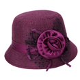 thumbnail image 4 of Women Top Hat Decor Sun Protection Hats Sun Hat Fashion Bucket Hat Casual Sunhat Dark Red, 4 of 7