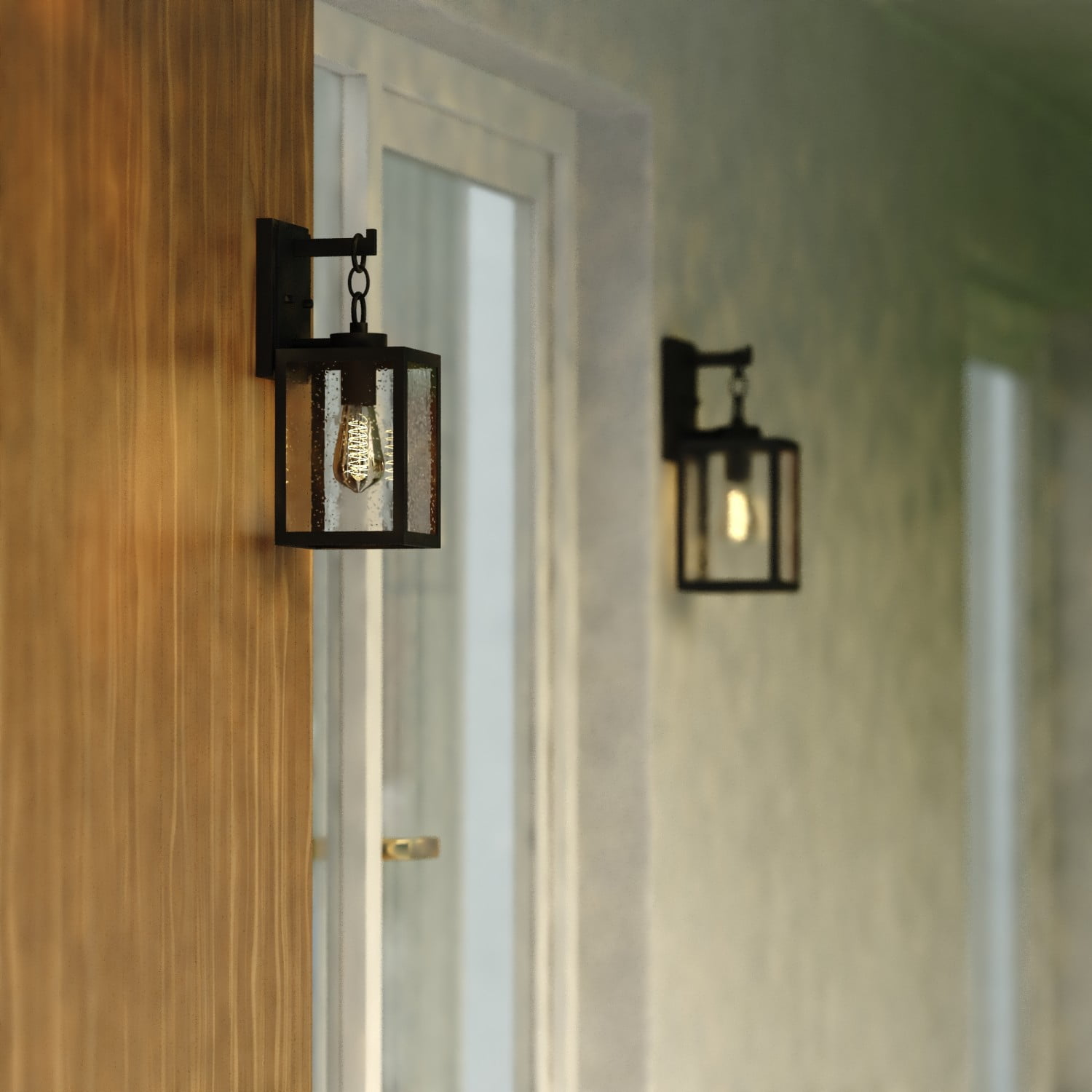 Berkley Metal 1 Light Textured Black Transitional Outdoor Wall Lantern Clear Glass