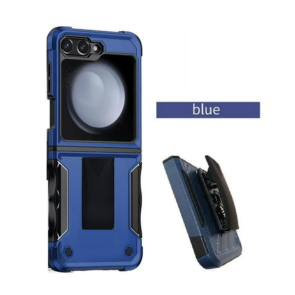 Compatible Case for Samsung Z Flip7 FE / Samsung Z Flip 6 , Blue Hard Case Belt Clip Kickstand Cover  Case