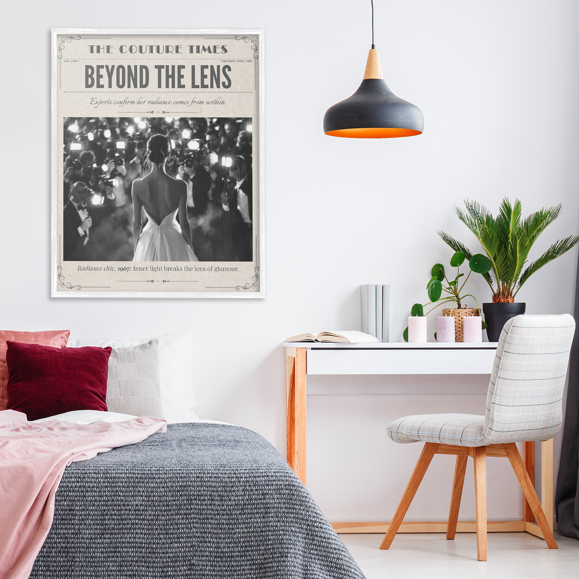 The Couture Times Magazine White Framed Giclee Art, design by A Barefoot Stylist
