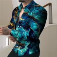 thumbnail image 1 of Camisa de hombre con solapa de mármol para exteriores, camisa de manga larga con botones estampada, diseño de diseñador de moda, informal, transpirable, 1 of 6
