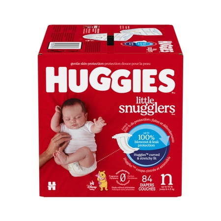 Huggies Little Snugglers Baby Diapers, Size Newborn (up to 10 lbs), 84 Count (Select for More)