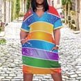 thumbnail image 2 of Rainbow Stripes Sparkling Stars Summer Dresses for Women Beach Boho, 2 of 5