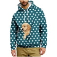 thumbnail image 2 of Lcziwo Men Big Pouch Hoodie Long Sleeve Cat Dog Pouch Sweatshirt Unisex Casual Loose Polka Dot Print Pullover Fall Fashion Clothes Navy,XXL, 2 of 5