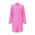 thumbnail image 4 of SRZYMJ Women's Button Down Shirt Dresses Cotton High Low Tunic Dress Long Sleeve Boyfriend Blouse Shirts with Pockets, 4 of 5