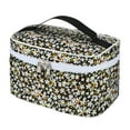 thumbnail image 1 of 1 Pc Bolsa de Cosméticos Portátil de Peonía para Viajes de Vacaciones y Negocios Negra de Poliéster, 1 of 3