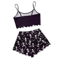 thumbnail image 5 of MuXiKeJi Clothes Halloween Pajamas For Women Sexy Y2k Cute Print Fall Pajama Ruffle Sleeveless Cami Crop Top and Elastic High Waist Shorts 2 Piece Set Funny Skeleton Spooky Lounge Holiday Pjs, 5 of 6