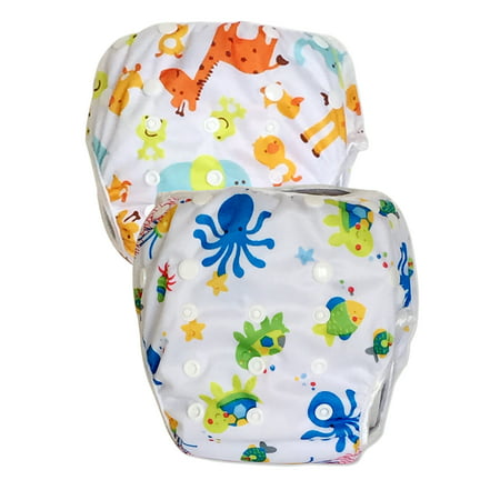 2 Pack Leakproof Reusable Swim Diapers, 0 to 2