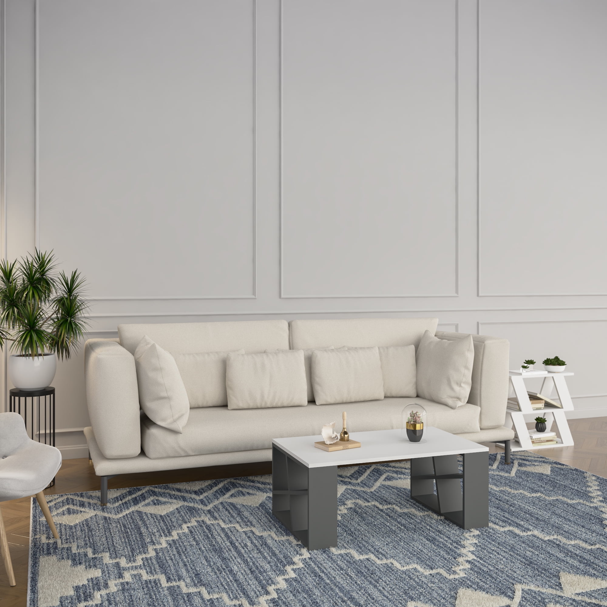 Ada Home Decor Furniture White Brian Modern Coffee Table with Storage Shelf