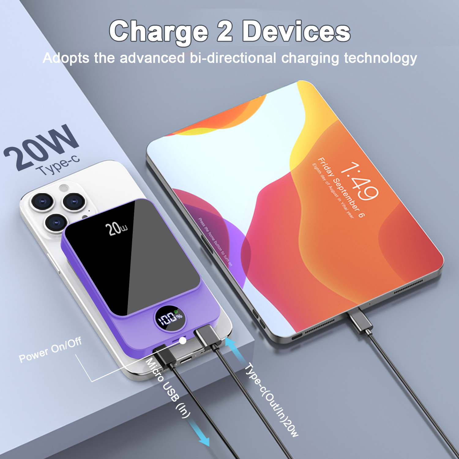 Btootos 10000mAh Magnetic Wireless Power Bank with USB-C photo 5