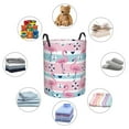 thumbnail image 6 of Bingfone Pink Striped Flamingo Waterproof Foldable Laundry Hamper Bucket With Handles For Storage Bin,Clothes Hamper (Medium), 6 of 8