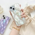 thumbnail image 3 of Mother of Pearl Glitter Phone Case for iPhone 13/14,Bling Shiny Real Seashell Pattern Slim Glossy Sleek Stylish Trendy Protective Shockproof Girls Women Cover(iPhone13/14 6.1",White), 3 of 9