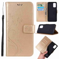 Galaxy A51 (4G) Case, Dteck Folio Flip PU Leather Butterfly Flower Patterned Slim Fit Full Protective Kickstand Cards Cash Holder Wallet Case Cover for Samsung Galaxy A51 (4G), gold