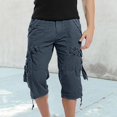 thumbnail image 2 of SHIXIAOO Men's Spring and Summer Leisure Sports Solid Color Pocket Trouser Leg Hanging Rope Tool Minute Shorts, 2 of 5