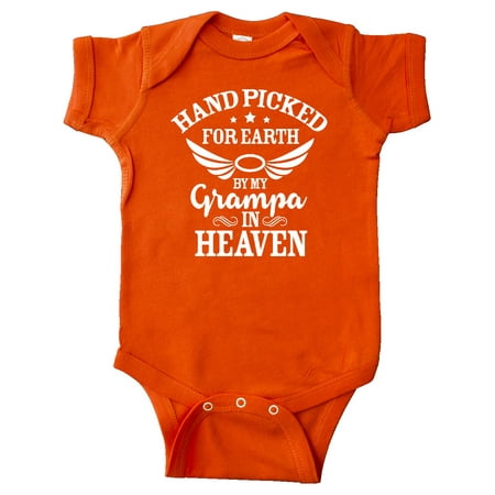 

Inktastic Handpicked for Earth By My Grampa in Heaven with Angel Wings Gift Baby Boy or Baby Girl Bodysuit