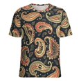 thumbnail image 5 of Intricate Paisley Pattern Rich Colors Dark Background Women's Short Sleeve Tops Casual Blouses T Shirt, 5 of 6