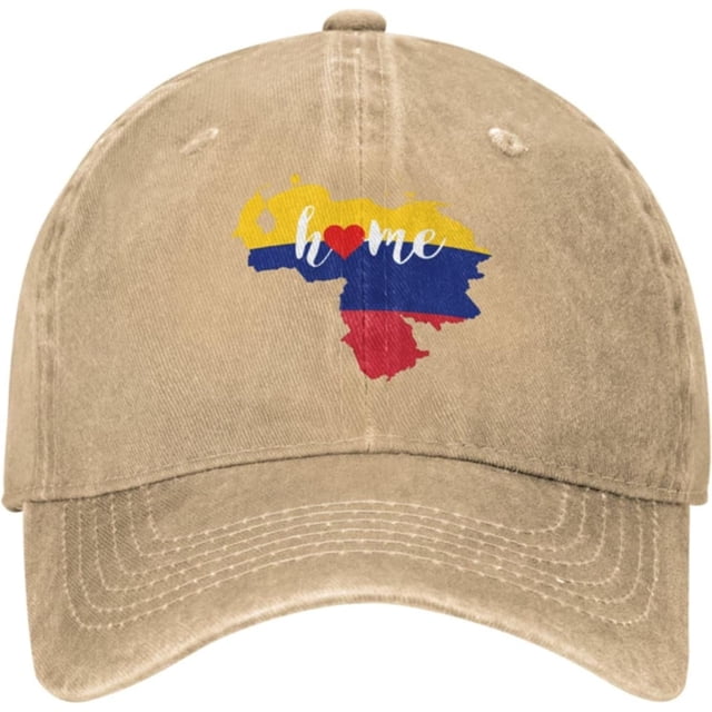 Unisex Adjustable Baseball Cap with Venezuela Home Map Heart Pattern Yarn Dyed Denim Snapback Solid Hat