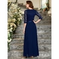 thumbnail image 2 of Miusol Women's Vintage Floral Lace V-Neck Evening Bridesmaid Maxi Dress, 2 of 9