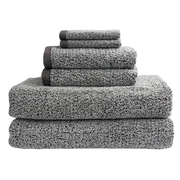 Everplush - 7-10-05-09 Diamond Jacquard Bath Sheet Towel Set, 6 Piece, Grey, 6 Piece