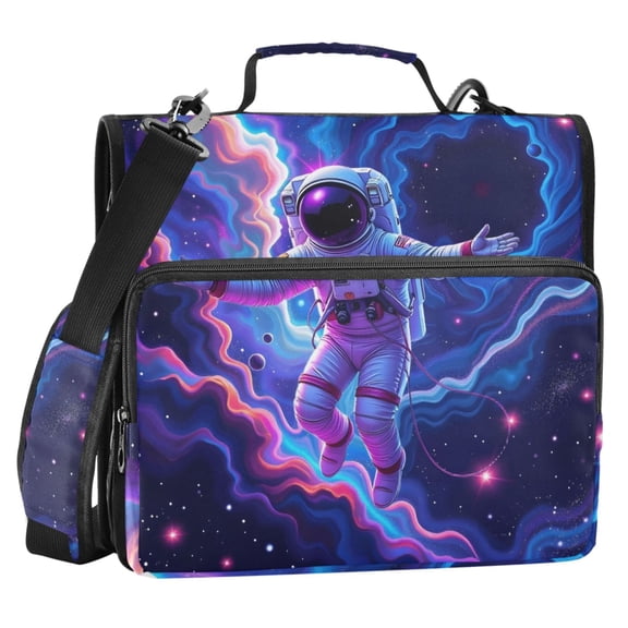 ALAZA Zipper Binder Astronaut at Starry Space 2 in 3 Ring Trapper Keeper 500 Sheet Capacity File Folder Organizer Bag