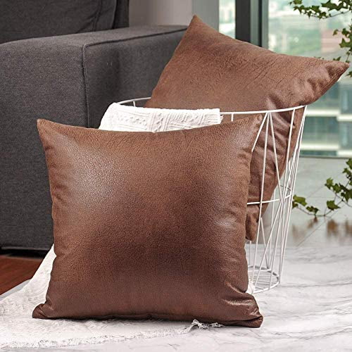 Couch Sofa Bed 18x18 Inch, Faux Leather Toss Pillows