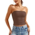 thumbnail image 2 of EliteGoogv Women Tube Tops Strapless Bandeau Tops Slim Fit Summer Y2K Tank Tops Casual Casual Crop Top Bandeau Tanks Sleeveless Shirts Coffee L, 2 of 6