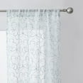 thumbnail image 3 of (2 pack) Mainstays Modern Scroll Rod Pocket Sheer Curtains, Set of 4, Aqua, 28" W x 54" L, 3 of 5