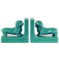thumbnail image 2 of Urban Trends Collection 11233-AST Ceramic Duchshund Dog Figurine Bookend Gloss - Green, 2 of 2