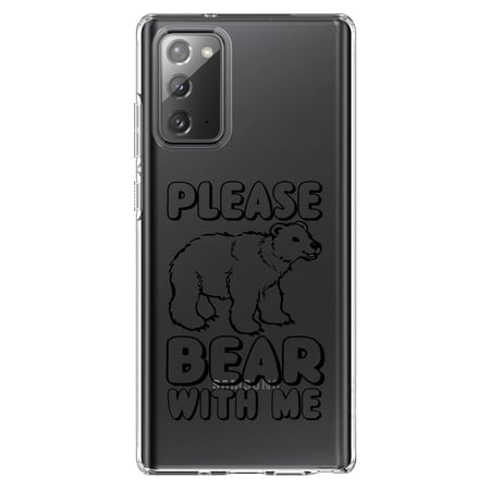 DistinctInk Clear Shockproof Hybrid Case for Galaxy Note 20 ULTRA (6.9 Screen) - TPU Bumper Acrylic Back Tempered Glass Screen Protector - Please BEAR With Me