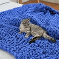 thumbnail image 4 of Modenna Chunky Knit Blanket Throws Chenille Throw Blanket, Denim Blue, 80"x 80", 4 of 8