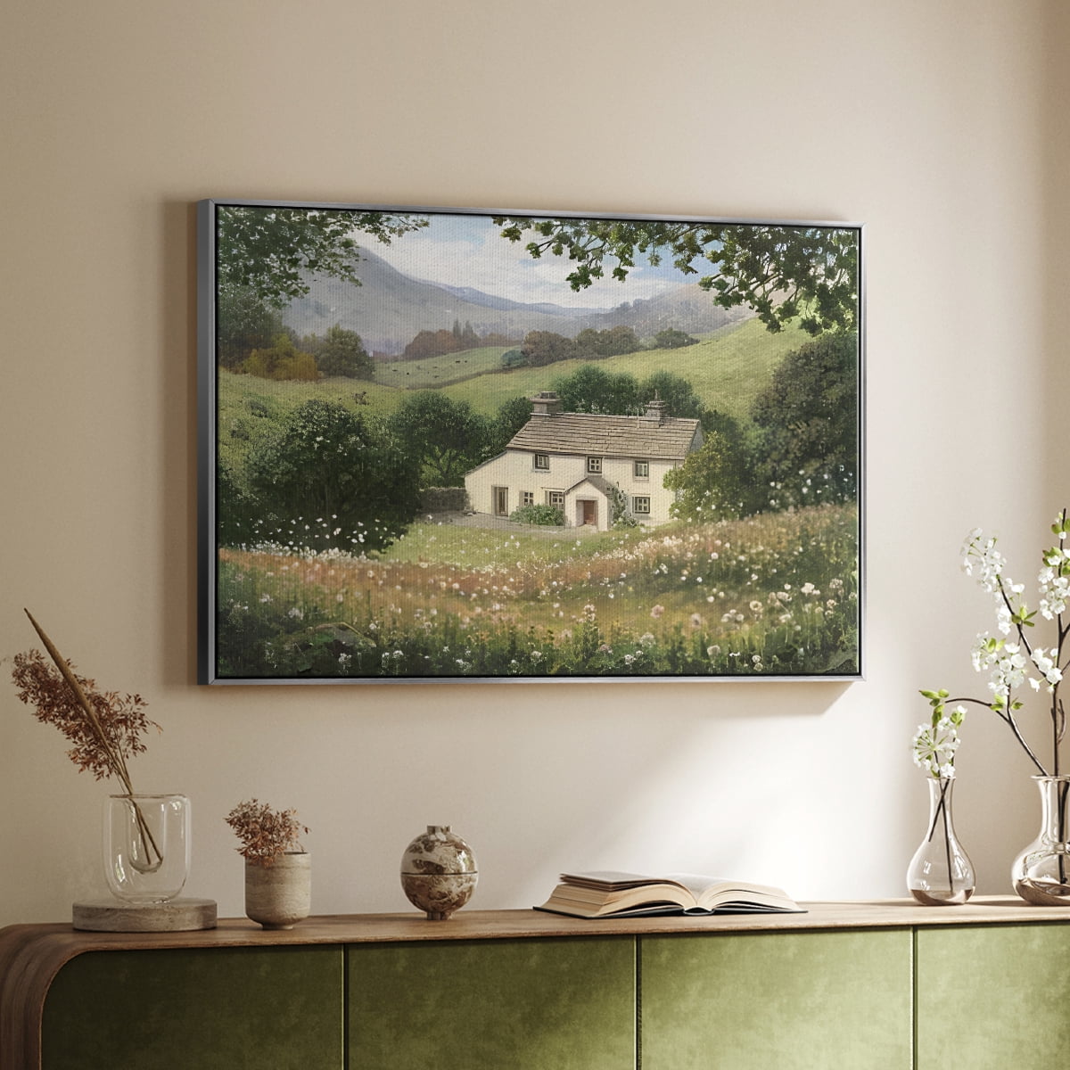 Vintage Landscape-CCXLVIII By Wexford Home Framed in Silver Wood Gallery Wrapped Canvas 17 in. x 25 in.